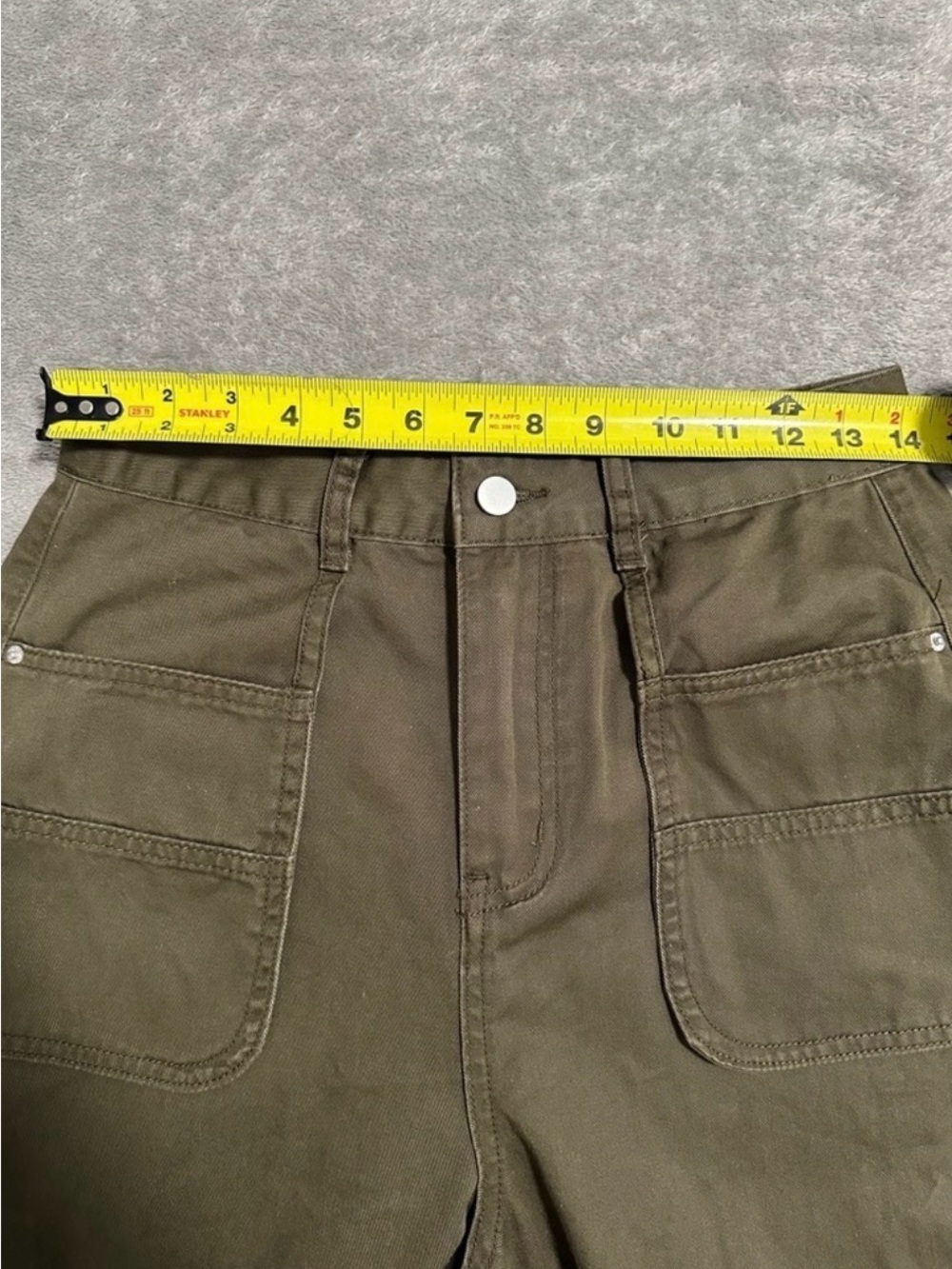 Gracia Olive Green Utility Cargo Pants Wide Leg Cropped High Rise NWT Small - Picture 8 of 10
